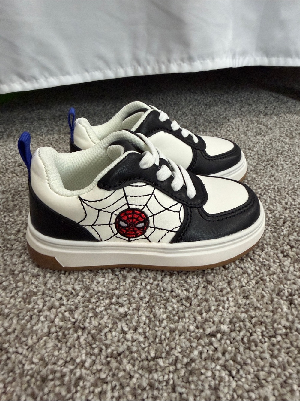 Old Navy Black White Sneakers with Red Spider-Man Emblem